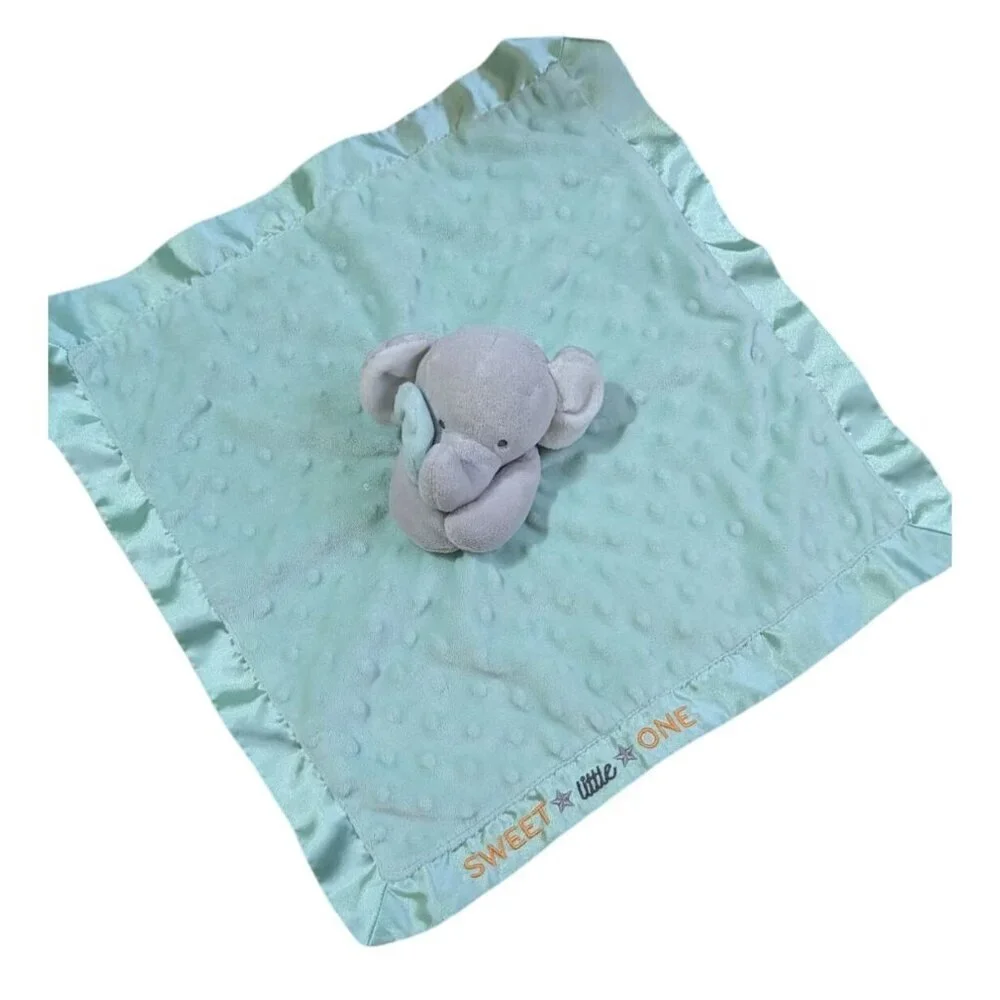 Carter's Lovey Elephant Security Blanket Sweet Little One Satin‎ Trim 14.5
